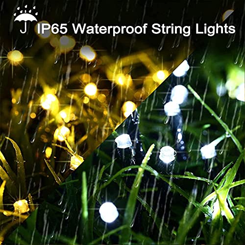 iShabao Solar Color Changing Christmas Lights, 72ft 200 LED White & Warm White Tree Lights, Waterproof 11 Lighting Modes Outdoor Christmas Lights for Yard Garden Holiday Christmas Decorations