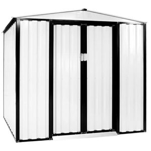 suncrown outdoor backyard garden storage shed 4x6 ft yard storage tool with sliding door for lawn equipment garden backyard – white