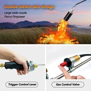 Powerful Propane Torch Weed Burner,High Output 700,000 BTU,Flamethrower with Turbo Trigger Push Button Igniter and 6.5 FT Hose,Flame Thrower Fire Gun for Burning Weeds,Ice Snow,Road Marking,Charcoal