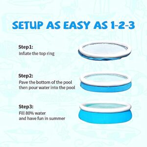 Inflatable Swimming Pool Above Ground with Electric Air Pump & Filter Pump, Repair Kit Accessories Ring Round Pools for Outdoor Garden Lawn Backyard Family Adults Kids Children (10 ft x 30 in)