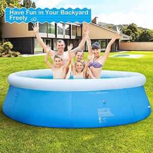 Inflatable Swimming Pool Above Ground with Electric Air Pump & Filter Pump, Repair Kit Accessories Ring Round Pools for Outdoor Garden Lawn Backyard Family Adults Kids Children (10 ft x 30 in)