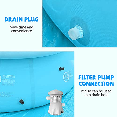Inflatable Swimming Pool Above Ground with Electric Air Pump & Filter Pump, Repair Kit Accessories Ring Round Pools for Outdoor Garden Lawn Backyard Family Adults Kids Children (10 ft x 30 in)