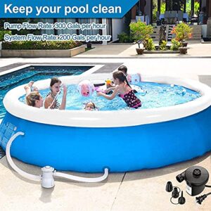 Inflatable Swimming Pool Above Ground with Electric Air Pump & Filter Pump, Repair Kit Accessories Ring Round Pools for Outdoor Garden Lawn Backyard Family Adults Kids Children (10 ft x 30 in)