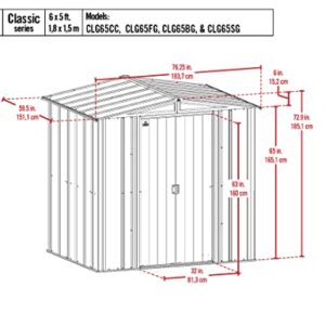 Arrow Shed Classic 6' x 5' Outdoor Padlockable Steel Storage Shed Building