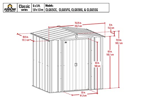 Arrow Shed Classic 6' x 5' Outdoor Padlockable Steel Storage Shed Building