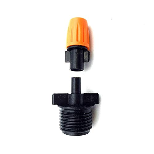 MANHONG Irrigation Dripper 5 Pcs Garden Irrigation Mist Nozzle Spray Adjustable Closable Droplets Orange Single-Head Combined with 1/2"Connector