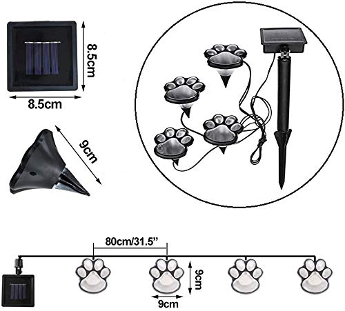 Paw Print Solar Outdoor Lights, Solar Lights Outdoor Waterproof Dog Paw Lights(Set of 4), Cat Puppy Animal Garden Lights Path Paw Lamp Walkway Lighting for Patio,Yard,Any Pet Lover(Solar White paw)