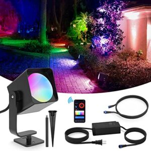 yarbo 12w smart low voltage landscape lights(base kit)with 120w transformer, app control landscape lighting,color changing rgbw spot lights outdoor (etl listed), work with alexa (required sml gateway)