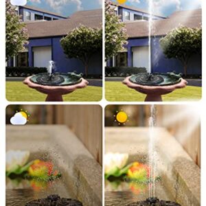 Xinhong Solar Bird Bath Fountain Pump, 1W solar water fountain with 6 Nozzle, 5.1" mini solar fountain pump Outdoor Watering Submersible Pump for Garden, Ponds, Pool, Fish Tank