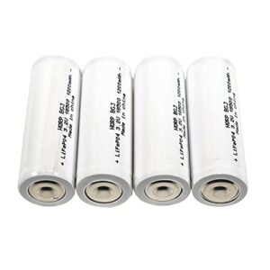 hqrp battery 4-pack 1200mah ifr-18500 18500 3.2v lifepo4 lithium phosphate compatible with solar garden landscape patio light spotlight rechargeable button top without pcb 52mm