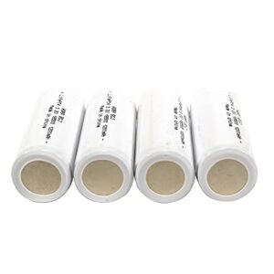 HQRP Battery 4-Pack 1200mAh IFR-18500 18500 3.2v LiFePO4 Lithium Phosphate compatible with Solar Garden Landscape Patio Light Spotlight Rechargeable Button Top without PCB 52mm