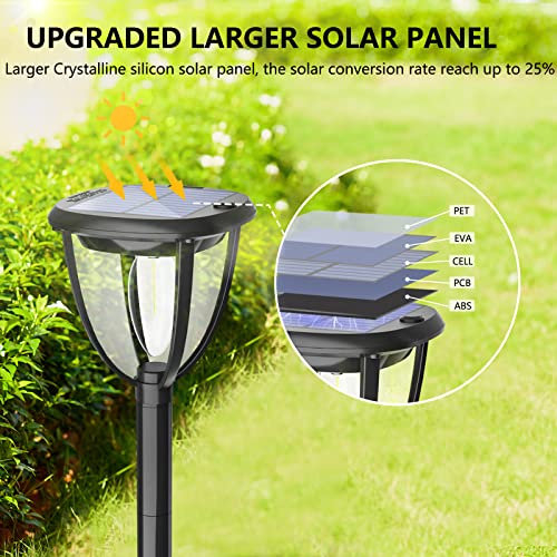 Solar Pathway Lights Outdoor, Solar Powered Walkway Lights Dusk to Dawn Up to 12Hrs, IP65 Waterproof Auto On/Off Soalr Landscape Path Lighting Decorative for Garden Yard Patio Lawn Driveway -2 Pack