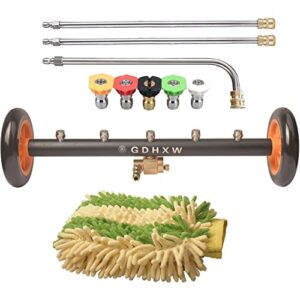 gdhxw large 18 in dual-function undercarriage cleaner undercarriage washer water broom 5 nozzles with cleaning gloves,5 pressure washer nozzles ,max 5000psi