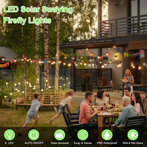 YOULESHU Solar Firefly lamp, Garden Lawn Firefly lamp, Outdoor Waterproof Solar lamp, Wind Swaying lamp, Solar Garden Light, Patio, Path, Lawn Decoration（4 Pack Warm Light）