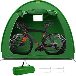 vevor bike cover storage tent, 420d oxford fabric portable for 4 bikes, outdoor waterproof anti-dust bicycle storage shed, heavy duty for bikes, lawn mower, and garden tools, w/ carry bag, green