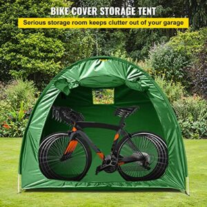 VEVOR Bike Cover Storage Tent, 420D Oxford Fabric Portable for 4 Bikes, Outdoor Waterproof Anti-Dust Bicycle Storage Shed, Heavy Duty for Bikes, Lawn Mower, and Garden Tools, w/ Carry Bag, Green