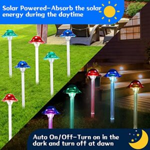 Zhehao 12 Pieces Mushroom Solar Lights Outdoor Mushroom Garden Pathway Solar Lights Waterproof Solar Decorative RGB Colorful Bright Light for Lawn Walkway Yard Decoration