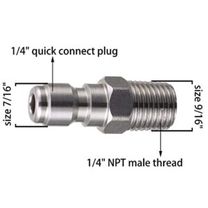 Tool Daily Pressure Washer Coupler, Quick Connect Plug, 1/4 Inch Male NPT Fitting, 5000 PSI, 2-Pack