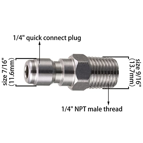 Tool Daily Pressure Washer Coupler, Quick Connect Plug, 1/4 Inch Male NPT Fitting, 5000 PSI, 2-Pack