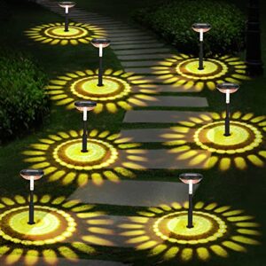 solar pathway lights 4 pack, solar path lights outdoor waterproof super bright up to 12hrs, auto on/off, warm/cold white, low voltage landscape lights for garden yard driveway walkway sidewalk lawn
