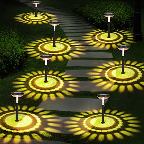 Solar Pathway Lights 4 Pack, Solar Path Lights Outdoor Waterproof Super Bright Up to 12Hrs, Auto On/Off, Warm/Cold White, Low Voltage Landscape Lights for Garden Yard Driveway Walkway Sidewalk Lawn