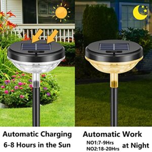 Solar Pathway Lights 4 Pack, Solar Path Lights Outdoor Waterproof Super Bright Up to 12Hrs, Auto On/Off, Warm/Cold White, Low Voltage Landscape Lights for Garden Yard Driveway Walkway Sidewalk Lawn