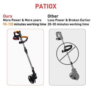 Battery Powered Weed Wacker Cordless- Electric Weed Trimmer Rechargeable- Two 4.0 Ah Battery Operated Weed Whacker Cordless 21V Grass Edger Trimmer with Blade and Charger - Lawn Yard Garden