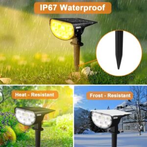 JESLED Solar Spot Lights Outdoor, Solar Spotlight 3000K, 2-in-1 Solar Landscape Lights Warm White, IP67 Waterproof Solar Wall Lights for Yard Garden Flag Pool Patio Driveway Porch Walkway(6 Pack)