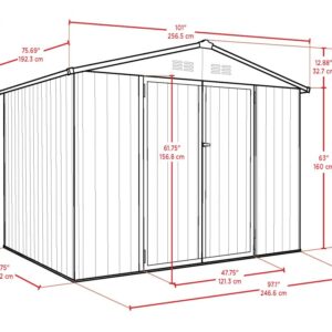 Cover-It 8x6 Metal Outdoor Galvanized Steel Storage Shed with Swinging Double Lockable Doors for Backyard or Patio Storage of Bikes, Grills, Supplies, Tools, Toys, for Lawn, Garden, and Camping, Tan