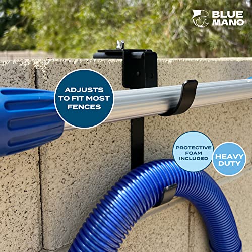 Blue Mano Adjustable Aluminum Pool Pole Hanger/Hook, for Pool Poles, use to Hang Pool Accessories on Pool Fence/Wall, is Rust Resistant