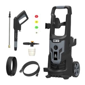 electric pressure washer – 1900w high pressure power wash machine with detergent tank and adjustable nozzles for home use cars/garden/patios/driveways cleaning (2300psi), cetl listed