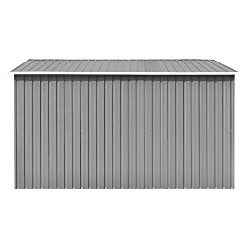 vidaXL Garden Shed Garage Backyard Building Tool Storage House Outdoor Patio Storing Lawn Care Equipment Household Item 154.3" Metal Gray