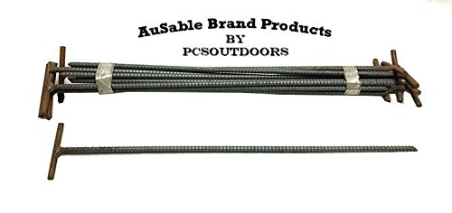 AuSable Brand 24" x 1/2" T-Bar Trap Anchor Stakes - Landscaping, Camping & Trapping (12 PK.)