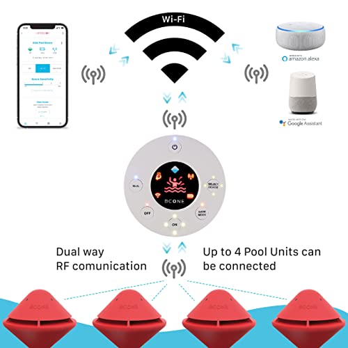 Multi BCone Smart Floating Pool Safety Alarm System + Additional Pool Unit, Compatible with Alexa and Google Assistant, Wi-Fi Connectivity, App Control from Anywhere. Powerfully Loud Alarm