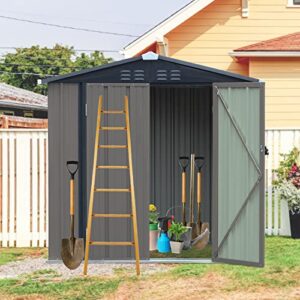6′ x 4′ storage sheds outdoor storage utility tool shed for garden lawn with lockable door and air vent