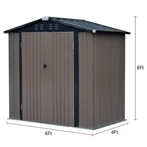 6' x 4' Storage Sheds Outdoor Storage Utility Tool Shed for Garden Lawn with Lockable Door and Air Vent