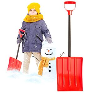 Kids' Snow Shovel – Steel Shaft with Ergonomic Handle – Snow Shovel for Kids Red – Works Great for The Car as an Emergency Shovel for Home Garage & Garden