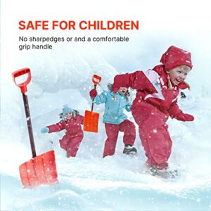 Kids' Snow Shovel – Steel Shaft with Ergonomic Handle – Snow Shovel for Kids Red – Works Great for The Car as an Emergency Shovel for Home Garage & Garden