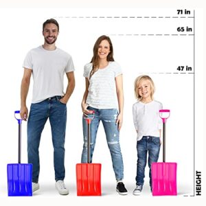 Kids' Snow Shovel – Steel Shaft with Ergonomic Handle – Snow Shovel for Kids Red – Works Great for The Car as an Emergency Shovel for Home Garage & Garden