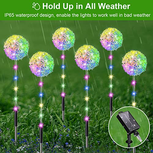 Solar Outdoor Lights Garden Decor, 6 Pack Solar Dandelion Flower Stake Landscape Lights IP65 Waterproof with Remote, 96 LED 8 Lighting Modes Outdoor Decoration for Lawn Patio Yard Pathway Party Gift