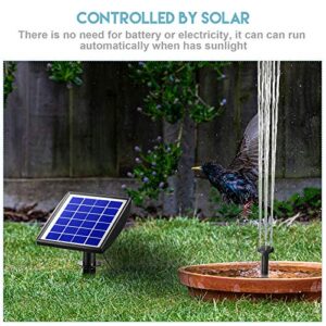 Ganeen 2.0 W 200 L/ H Solar Fountain Pump Solar Bird Bath Fountain with Panel Solar Powered Floating Pump with 5 Nozzles and 3.2 Feet Silicone Clear Tubing for Pond Fountain Garden Water Cycling