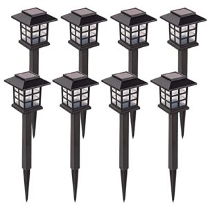 laurel canyon solar pathway lights 8 pcs, outdoor solar landscape decorative lights, automatic walkway lights with led light bulbs for garden, path, yard, lawn, square