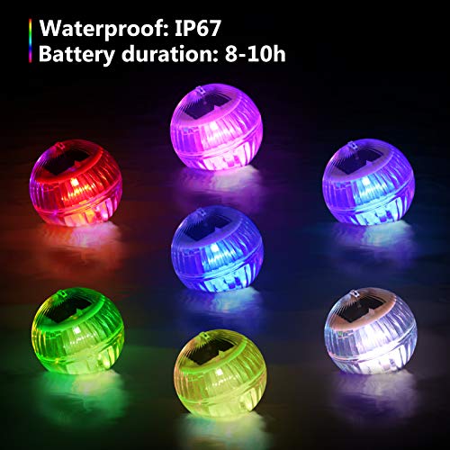 Mobestech Pool Light 2Pcs Solar Floating Pool Lights Pond Lights 7 Colors Changing LED Globe Night Lights for Garden Swimming Pool Party Outdoor Decorations (7 Automatic Change) Solar Lights Outdoor