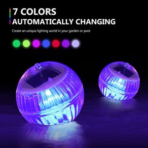 Mobestech Pool Light 2Pcs Solar Floating Pool Lights Pond Lights 7 Colors Changing LED Globe Night Lights for Garden Swimming Pool Party Outdoor Decorations (7 Automatic Change) Solar Lights Outdoor