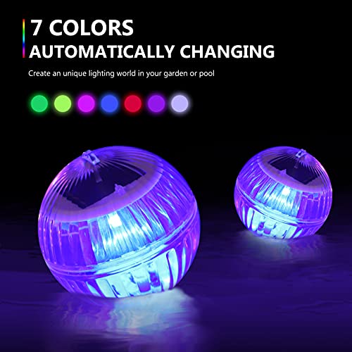 Mobestech Pool Light 2Pcs Solar Floating Pool Lights Pond Lights 7 Colors Changing LED Globe Night Lights for Garden Swimming Pool Party Outdoor Decorations (7 Automatic Change) Solar Lights Outdoor