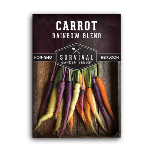 Survival Garden Seeds - Rainbow Blend Carrot Seed for Planting - Packet with Instructions to Plant and Grow White, Yellow, Red, Orange & Purple Carrots in Your Home Vegetable Garden - Non-GMO Heirloom