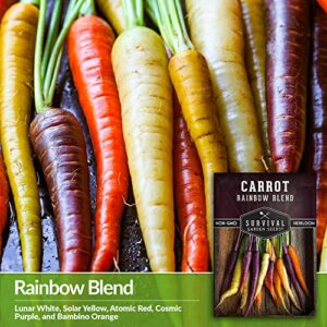 Survival Garden Seeds - Rainbow Blend Carrot Seed for Planting - Packet with Instructions to Plant and Grow White, Yellow, Red, Orange & Purple Carrots in Your Home Vegetable Garden - Non-GMO Heirloom