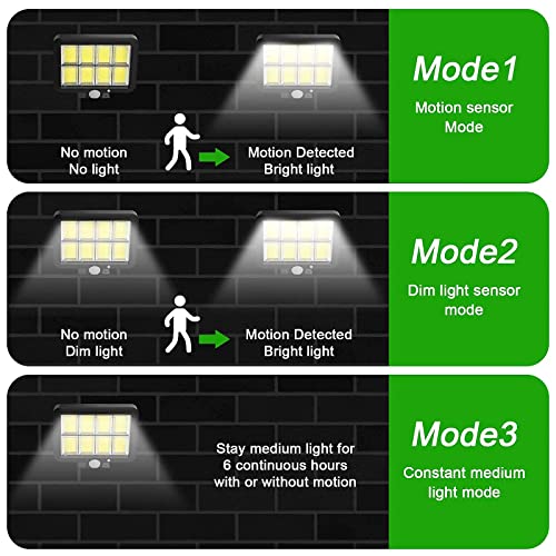 Solar Motion Sensor Light Outdoor, 320 Bright COB LED, 16.4Ft Cable, 3 Working Mode, Adjustable Solar Panel, Wired Solar Powered Security Flood Lights for Indoor Use, Wall, Yard, Garage, Garden(2 Set)