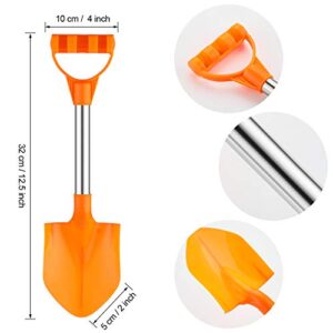 2 Pieces Orange Green Beach Shovel, 12.5 Inch Stainless Stain Plastic Sand Shovel Jumbo Large Sturdy Garden Shovel Snow Shovel with Long Handle for Garden Sand Snow