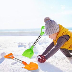 2 Pieces Orange Green Beach Shovel, 12.5 Inch Stainless Stain Plastic Sand Shovel Jumbo Large Sturdy Garden Shovel Snow Shovel with Long Handle for Garden Sand Snow